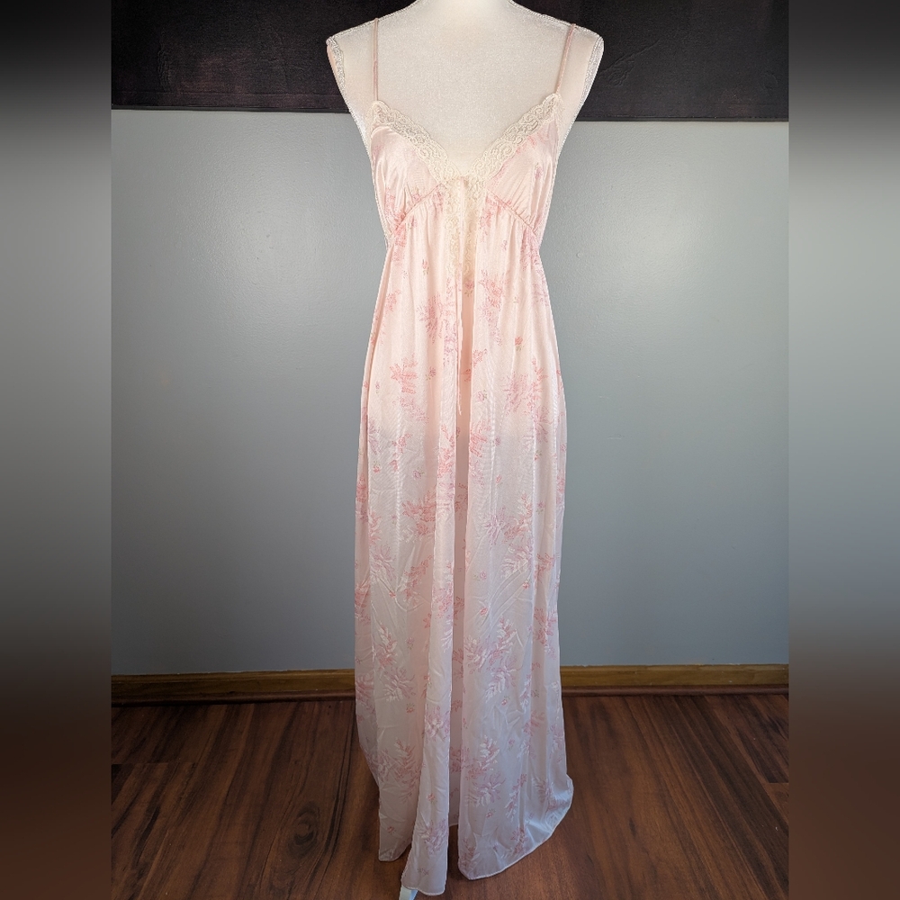 Vintage Pink Floral Maxi Slip Dress